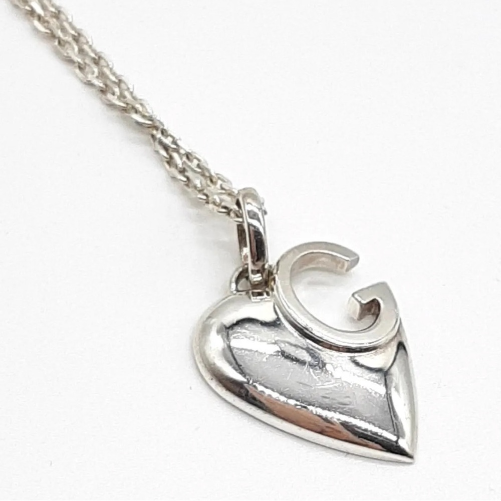GUCCI 925 Sterling Silver ❤️ Heart Necklace 16 inches - Picture 3 of 10